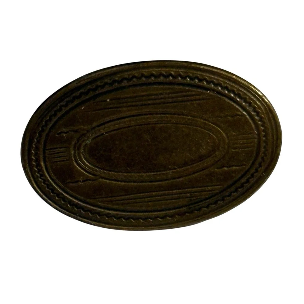 Brass‎ Etched Lingerie Clip Tie Bar Oval Mini Vintage Antique Blank Monogram
